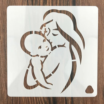 Στένσιλ σχεδίασης 15 εκατοστών για τη γιορτή της μητέρας DIY Στένσιλ στρώσεων Ζωγραφική τοίχου Λεύκωμα χρωματισμού Ανάγλυφο διακοσμητικό πρότυπο άλμπουμ