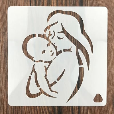 15 cm Motinos dienos piešimo trafaretas „Pasidaryk pats“ Sluoksniavimo trafaretai Sienų tapyba Iškarpų albumo spalvinimas Reljefinis albumas Dekoratyvinis šablonas