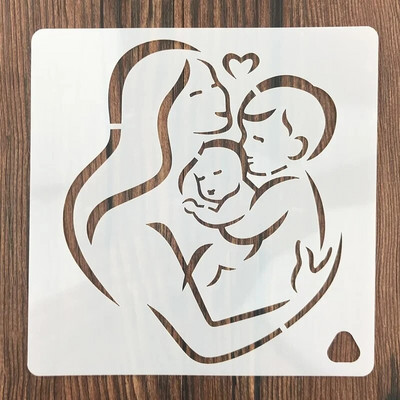 15 cm Motinos dienos piešimo trafaretas „Pasidaryk pats“ Sluoksniavimo trafaretai Sienų tapyba Iškarpų albumo spalvinimas Reljefinis albumas Dekoratyvinis šablonas