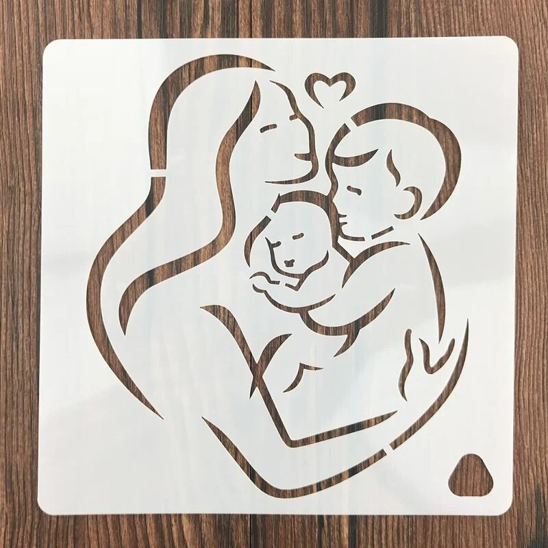 15 cm Motinos dienos piešimo trafaretas „Pasidaryk pats“ Sluoksniavimo trafaretai Sienų tapyba Iškarpų albumo spalvinimas Reljefinis albumas Dekoratyvinis šablonas