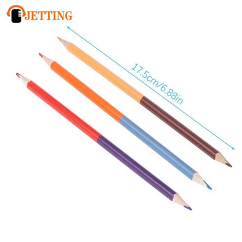 12Pcs 24Colors Двуглав цветен молив Дървени цветни моливи за рисуване Канцеларски материали Офис аксесоари Ученически пособия