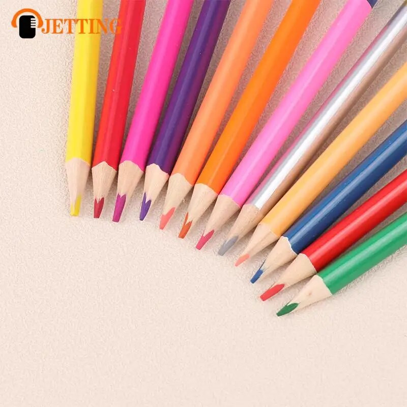 12ΤΜ 24Χρώματα Δικέφαλο Χρώμα Μολύβδινο Μολύβι Ξύλο Χρωματιστά Μολύβια για Σχέδιο Χαρτικά Αξεσουάρ Γραφείου Σχολικά Προμήθειες