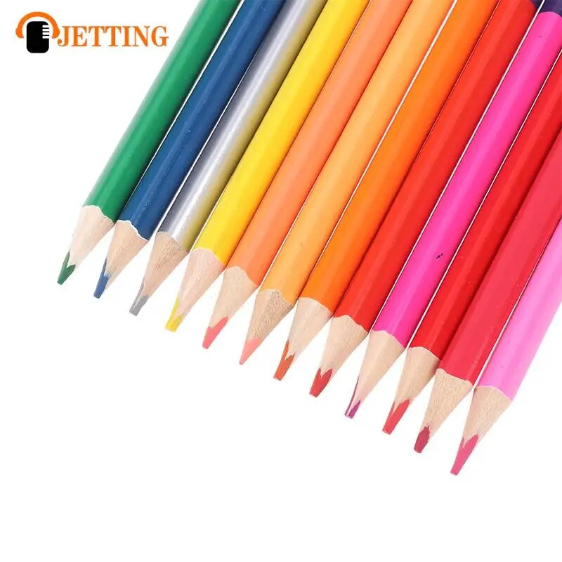 12ΤΜ 24Χρώματα Δικέφαλο Χρώμα Μολύβδινο Μολύβι Ξύλο Χρωματιστά Μολύβια για Σχέδιο Χαρτικά Αξεσουάρ Γραφείου Σχολικά Προμήθειες