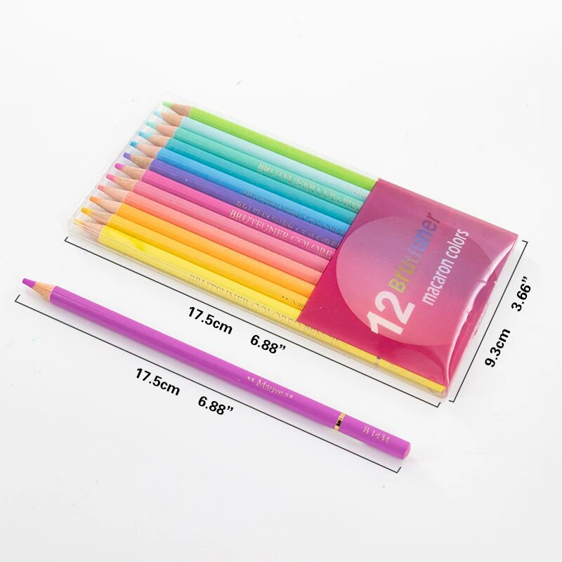 Profesionāli 12 gab. Macaron spilgti krāsaini zīmuļi Netoksiski pasteļkrāsas skicēšanas zīmējums skolas bērniem Dāvanas mākslas piederumi