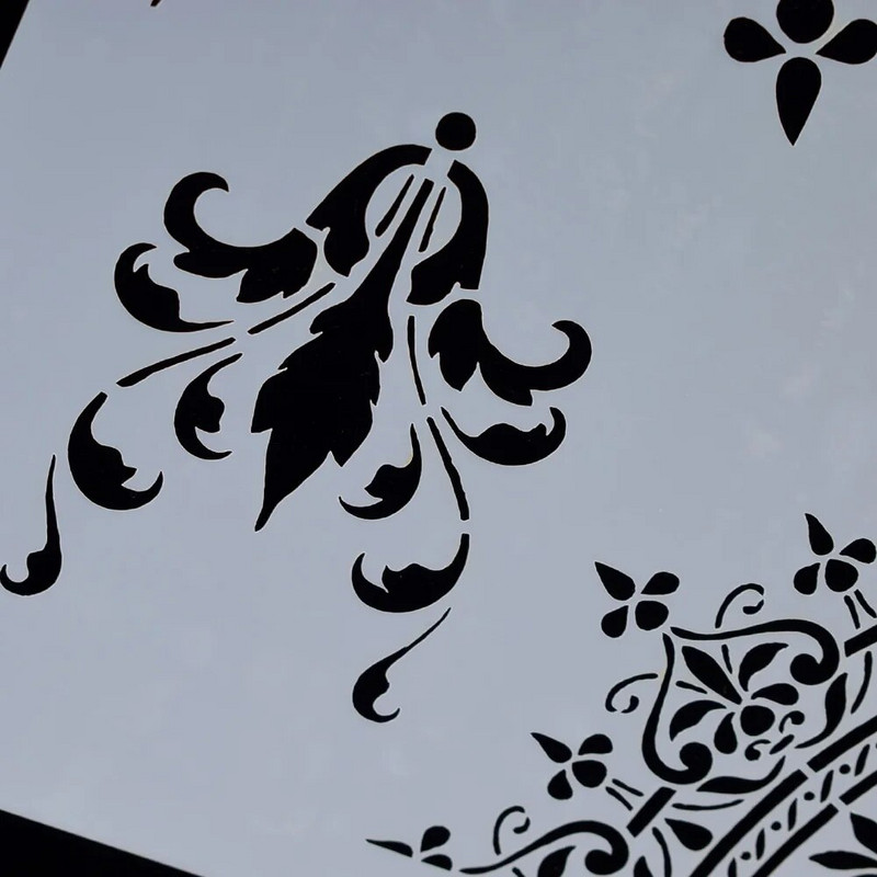 21*29,5 cm ziedu trafareti sienu apgleznošanai. Zīmogu rokdarbi. Pašu albumu dekoratīvā reljefa amatniecības papīra kartīšu veidne