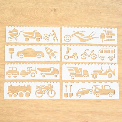 8PCS Taisnstūra dobi trafareti ar rokām apgleznošanas veidne bērniem DIY skrāpējumu krāsošana zīmogu krāsošanas veidne skolas piederumi