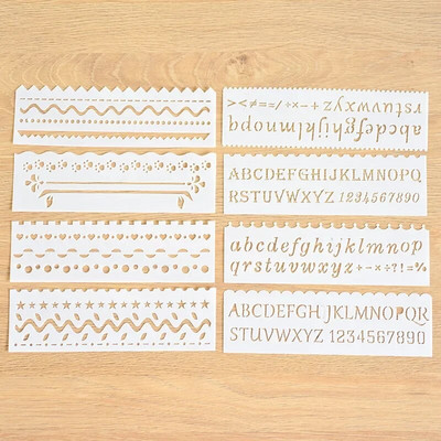 8PCS Taisnstūra dobi trafareti ar rokām apgleznošanas veidne bērniem DIY skrāpējumu krāsošana zīmogu krāsošanas veidne skolas piederumi