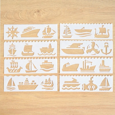 8PCS Taisnstūra dobi trafareti ar rokām apgleznošanas veidne bērniem DIY skrāpējumu krāsošana zīmogu krāsošanas veidne skolas piederumi