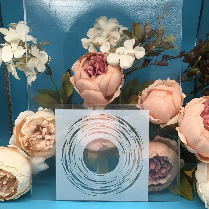 13 cm 5 collu aplis, melns caurums, DIY slāņu trafareti sienu gleznojumi albumu krāsošanai ar reljefu albumu dekoratīvā papīra kartes veidne