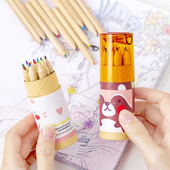 12 τμχ/Κουτί Cute Mini Color Pencils Creative Stationery Cute Bear Pencils for School Colored Pencils Σχολικά είδη