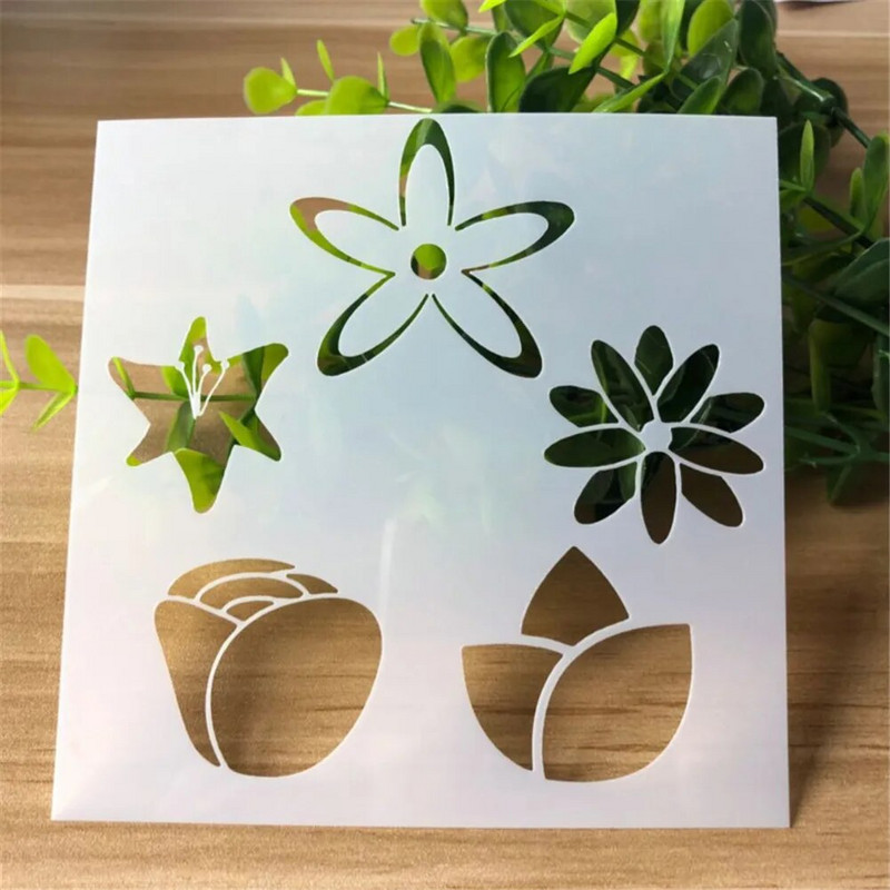 Ziedi tauriņš izgriezuma gleznas veidne albums žurnāls dienasgrāmata rasējums trafarets dekoratīvs gravējums veidne 13*13cm