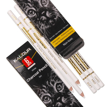 KALOUR 6/12 Carbon Pencil Professional White Charcoal Μολύβι Highlight Λευκό/Μαύρο/Έγχρωμο ανθρακικό σκίτσο Εργαλεία ζωγραφικής με μολύβι