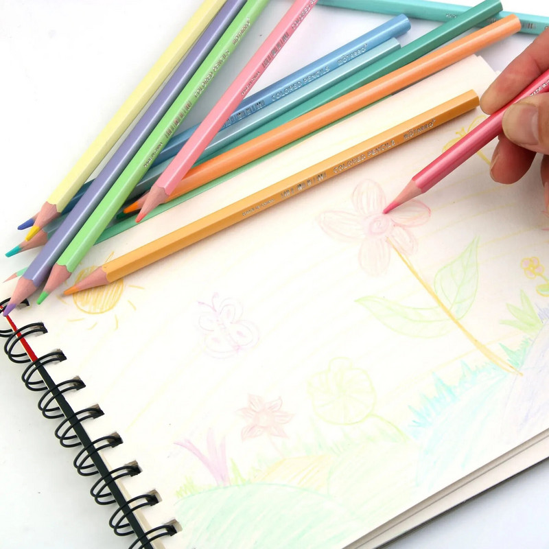 MOTARRO 12Gb Macaron Krāsu Zīmuļi Koka Zīmulis Bērnu Zīmēšanas Zīmulis Skola Biroja rakstīšanas Kancelejas piederumi