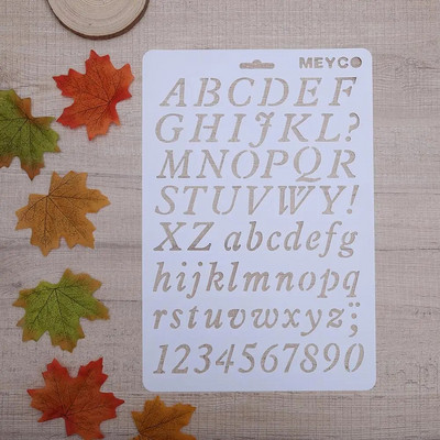 Burtu alfabēta skaitļu slāņošanas trafareti sienu scrapbooking gleznošanai veidnes zīmogi Foto amatniecība dekors plastmasas pochoir karte