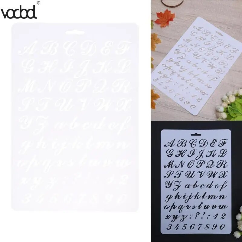 Burtu alfabēta skaitļu slāņošanas trafareti sienu scrapbooking gleznošanai veidnes zīmogi Foto amatniecība dekors plastmasas pochoir karte