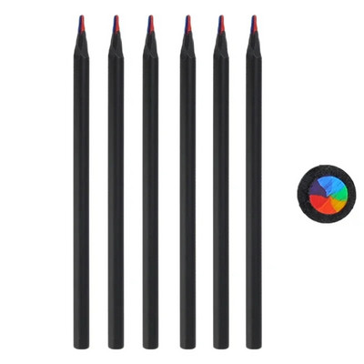 1-12 gab Creative 7 krāsu varavīksnes zīmuļi Mākslas piederumi zīmēšanai, krāsošanai, skicēšanai, stacionāri daudzkrāsaini koka zīmuļi