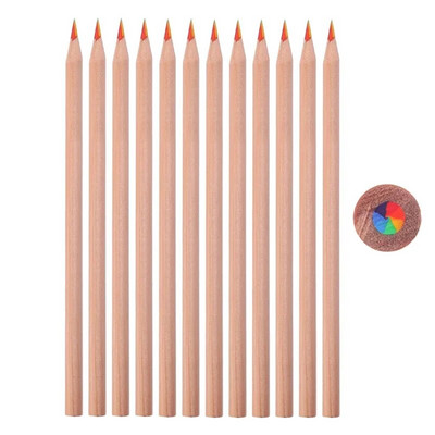 1-12 gab Creative 7 krāsu varavīksnes zīmuļi Mākslas piederumi zīmēšanai, krāsošanai, skicēšanai, stacionāri daudzkrāsaini koka zīmuļi