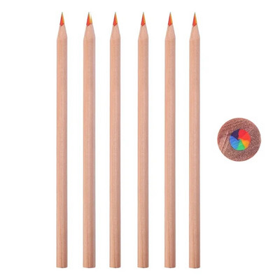 1-12 gab Creative 7 krāsu varavīksnes zīmuļi Mākslas piederumi zīmēšanai, krāsošanai, skicēšanai, stacionāri daudzkrāsaini koka zīmuļi