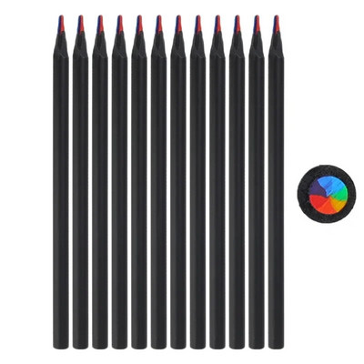 1-12 gab Creative 7 krāsu varavīksnes zīmuļi Mākslas piederumi zīmēšanai, krāsošanai, skicēšanai, stacionāri daudzkrāsaini koka zīmuļi