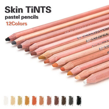 12 Χρώματα Skin Tone Απαλό σετ μολυβιών Πορτραίτο μολύβια μαθητή σκίτσο πινέλα χεριών Ξύλινα χρωματιστά μολύβια