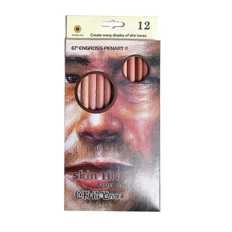 12 krāsas Ādas tonis Mīksts, mīksts zīmuļu komplekts Portreta zīmuļi Studentu skice Roku otas Koka krāsaini zīmuļi