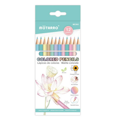 MOTARRO 12τμχ Μακαρόν Χρώμα Μολύβια Ξύλινο Μολύβι Παιδικό Μολύβι Ζωγραφικής Σχολικό Γραφείο Γραφικής Γραφής