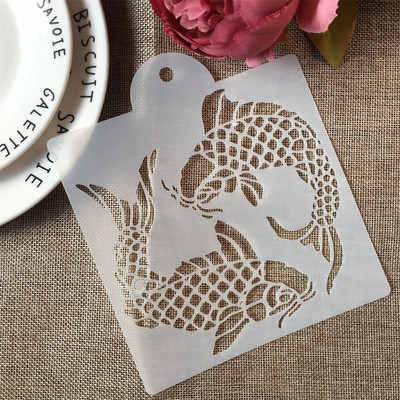 1 τεμ 15*17,5 cm Δύο κυπρίνος Ψάρια DIY Craft Layering Stencils Ζωγραφική Scrapbooking Stamping Ανάγλυφο άλμπουμ Πρότυπο κάρτας χαρτιού