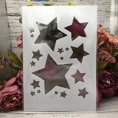 29*21cm Α4 Shine Stars DIY Layering Stencils Wall Painting Scrapbook Coloring ανάγλυφο διακοσμητικό πρότυπο άλμπουμ