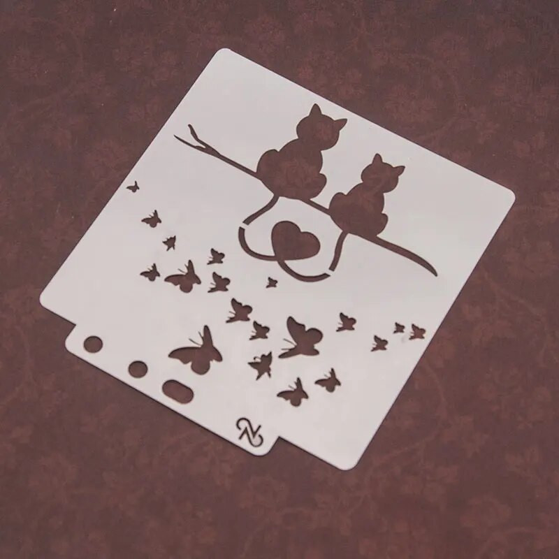 13 cm 5,1 collas mīļākā kaķa sirds, DIY, slāņošanas trafareti sienu gleznojuma albums Krāsojams reljefs albums, dekoratīva papīra kartīšu veidne