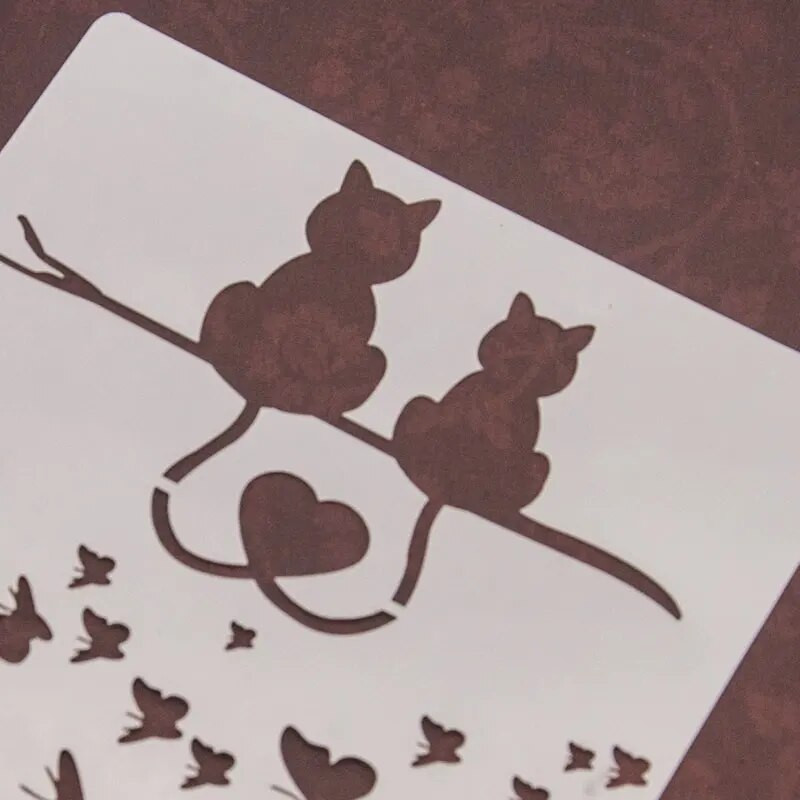 13 cm 5,1 collas mīļākā kaķa sirds, DIY, slāņošanas trafareti sienu gleznojuma albums Krāsojams reljefs albums, dekoratīva papīra kartīšu veidne