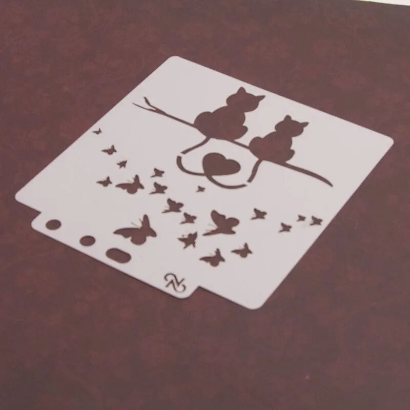 13 cm 5,1 collas mīļākā kaķa sirds, DIY, slāņošanas trafareti sienu gleznojuma albums Krāsojams reljefs albums, dekoratīva papīra kartīšu veidne