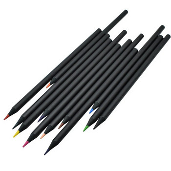 Комплект от 12 цвята Черно дърво Цветен молив Изкуство Цветен молив Детско рисуване Инструменти за рисуване Канцеларски материали Материали за писане Ученически пособия
