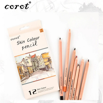 Молив за цвят на кожата 12 цвята Пастелен молив Молив за глава Портретен молив Пастелен цветен молив Трансгранично Изключително за молив за кожа