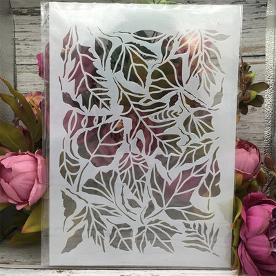 A4 29 cm lentų lapų šakelė „pasidaryk pats“ Sluoksniavimo trafaretai Sienų tapybai Iškarpų albumo spalvinimas Reljefinis albumas Dekoratyvinis šablonas