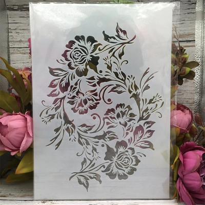 A4 29 cm lentų lapų šakelė „pasidaryk pats“ Sluoksniavimo trafaretai Sienų tapybai Iškarpų albumo spalvinimas Reljefinis albumas Dekoratyvinis šablonas