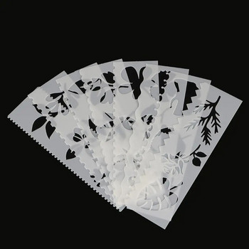 8 τεμάχια/Σετ Φύλλα σε σχήμα Gingko DIY Στένσιλ στρώσεων Ζωγραφικής Λεύκωμα ζωγραφικής με ανάγλυφο πρότυπο διακοσμητικής κάρτας άλμπουμ