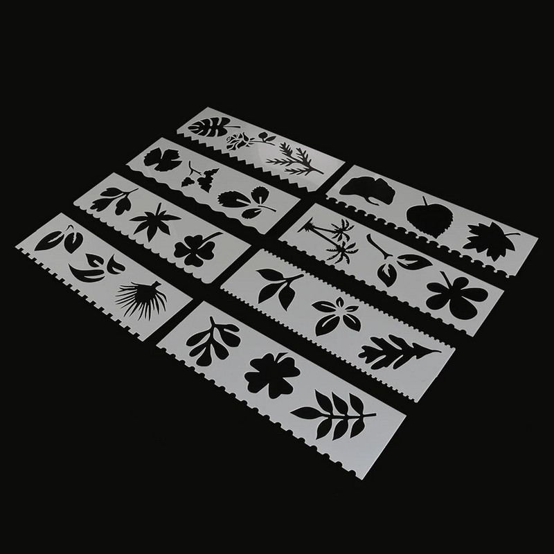 8gab./komplekts, lapas, veidotas Gingko DIY slāņošanas trafareti, gleznošana, albuma krāsošana, reljefs albums, dekoratīvās kartītes veidne