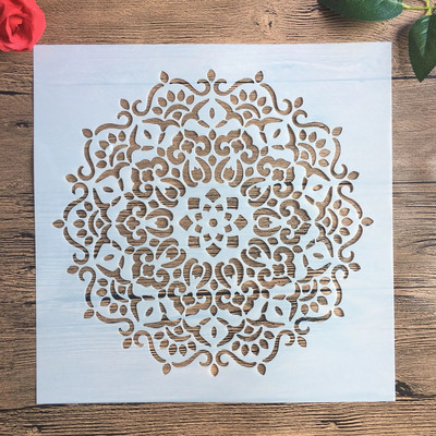 15*15cm izgatavots amatniecības mandalas trafarets kokgriezumu gleznojumam, albums sienas mākslas apzīmogošana dekorācija albuma reljefa papīra karte
