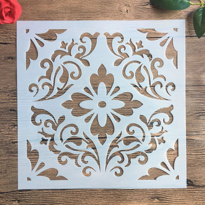 15*15cm izgatavots amatniecības mandalas trafarets kokgriezumu gleznojumam, albums sienas mākslas apzīmogošana dekorācija albuma reljefa papīra karte