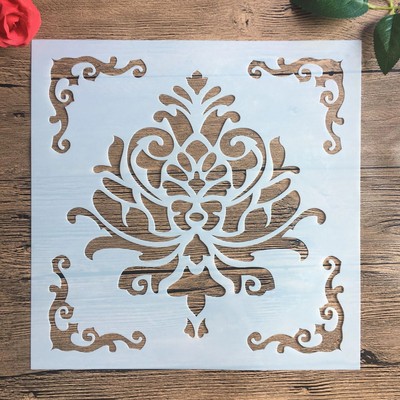 15*15cm izgatavots amatniecības mandalas trafarets kokgriezumu gleznojumam, albums sienas mākslas apzīmogošana dekorācija albuma reljefa papīra karte