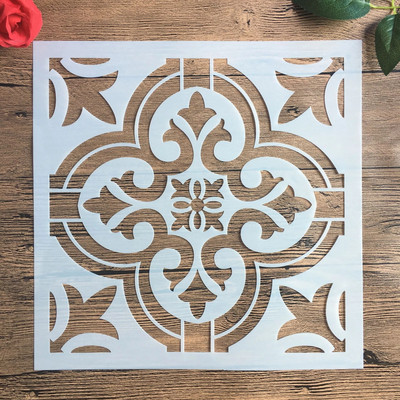15*15cm izgatavots amatniecības mandalas trafarets kokgriezumu gleznojumam, albums sienas mākslas apzīmogošana dekorācija albuma reljefa papīra karte