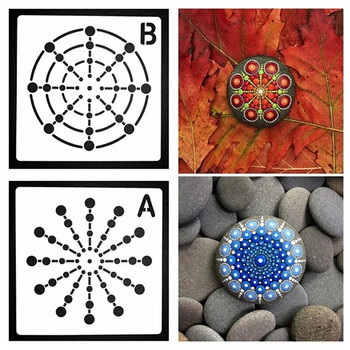 Βοηθητικό πρότυπο κουκκίδων Mandala για σχέδιο κούφιων στένσιλ Mandala DIY Διακοσμητικό αξεσουάρ χειροτεχνίας Εργαλείο ζωγραφικής τοίχων