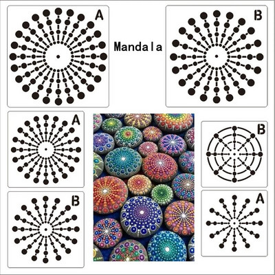 Șablon de punctare auxiliar pentru mandala pentru desenul șabloane cu mandala goale, accesoriu decorativ pentru artizanat, instrument de pictură pentru artă de perete