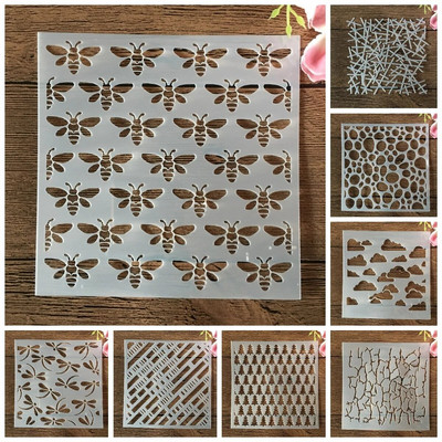 8Pcs/Set 13*13cm Bee Dragonfly Nepravilna linija DIY Šablone za slojeve Slikanje Spomenar Bojanje Reljefni album Predložak za dekoraciju