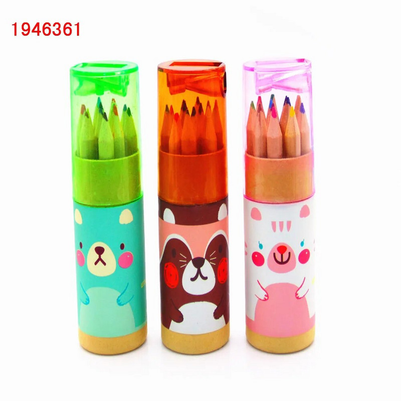 Kvaliteetne 12tk/komplekti eskiis Värvivabad Puidust maal Värvilised pliiatsid lastekunstnikule joonistamiseks Mittetoksilised pliiatsid