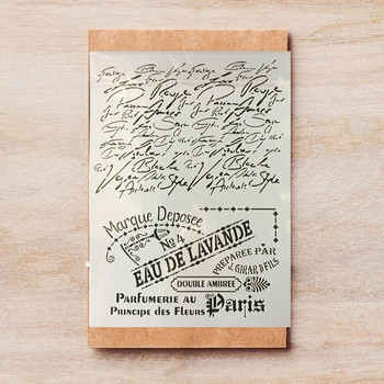 4 τεμ/Παρτίδα A4 Vintage γαλλικές λέξεις Paris DIY Layering στένσιλ Ζωγραφική Λεύκωμα χρωματισμού Ανάγλυφο Πρότυπο διακόσμησης άλμπουμ 29*21cm