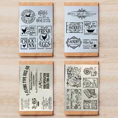 4 τεμ/Παρτίδα A4 Vintage γαλλικές λέξεις Paris DIY Layering στένσιλ Ζωγραφική Λεύκωμα χρωματισμού Ανάγλυφο Πρότυπο διακόσμησης άλμπουμ 29*21cm