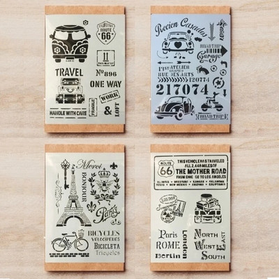 4 τεμ/Παρτίδα A4 Vintage γαλλικές λέξεις Paris DIY Layering στένσιλ Ζωγραφική Λεύκωμα χρωματισμού Ανάγλυφο Πρότυπο διακόσμησης άλμπουμ 29*21cm