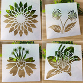 Șablon de pictură în relief cu frunze de păpădie Jurnal de însemnări pictat manual Șablon de copiere pentru decorare de perete Șablon de desen