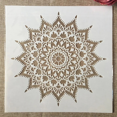 12*12-tolline suure geomeetriaga mandala ümmargune DIY kihistusšabloonid, maalimine väljalõigete albumi värvimine, reljeefne albumi dekoratiivmall